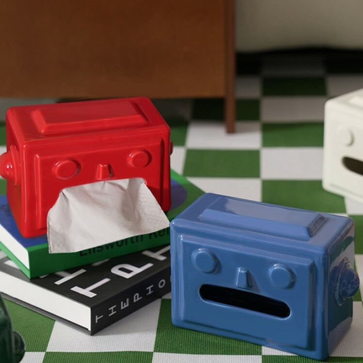 《4480》趣味機器人造型陶瓷面紙盒