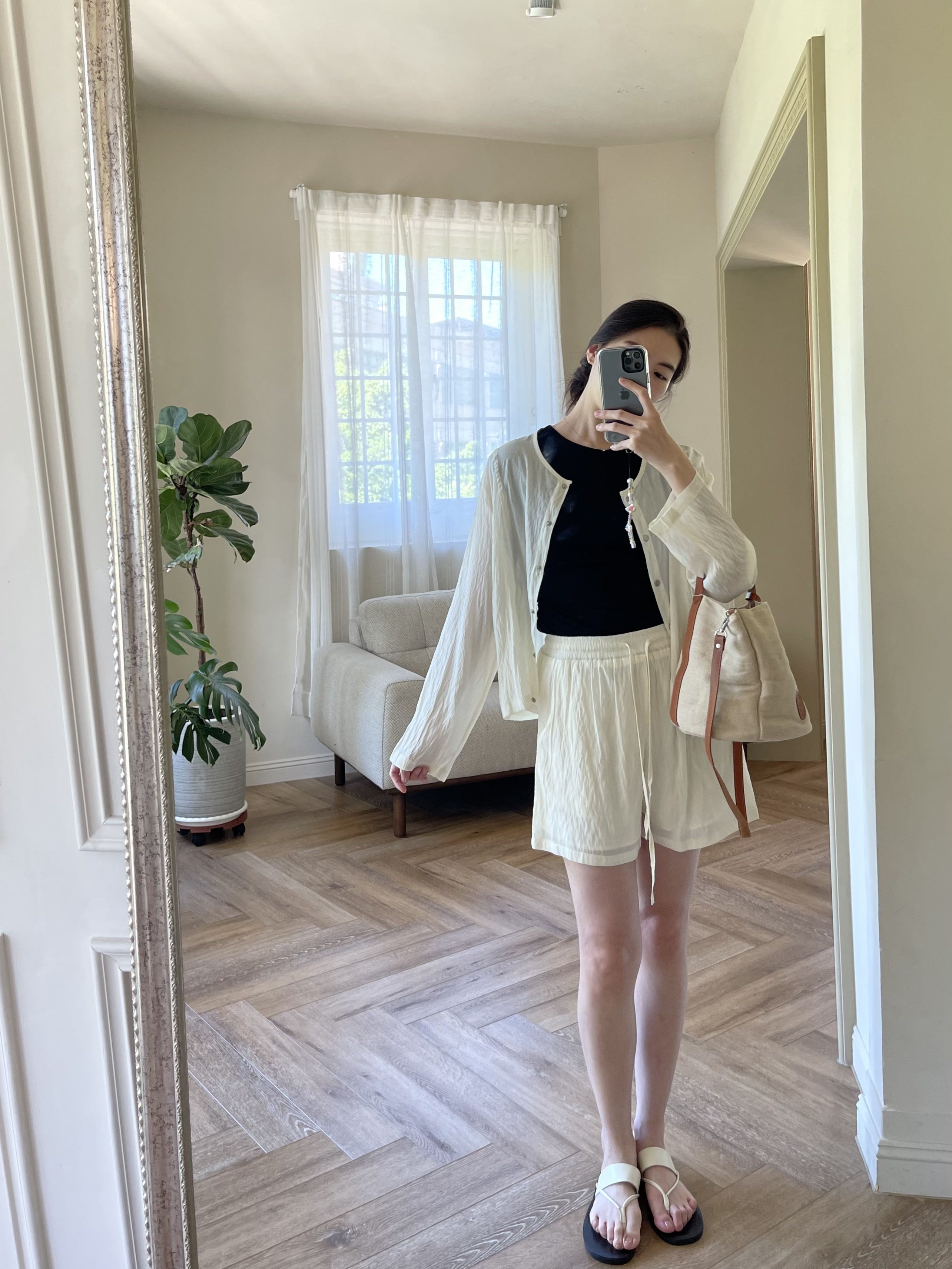 涼感微透短褲套裝