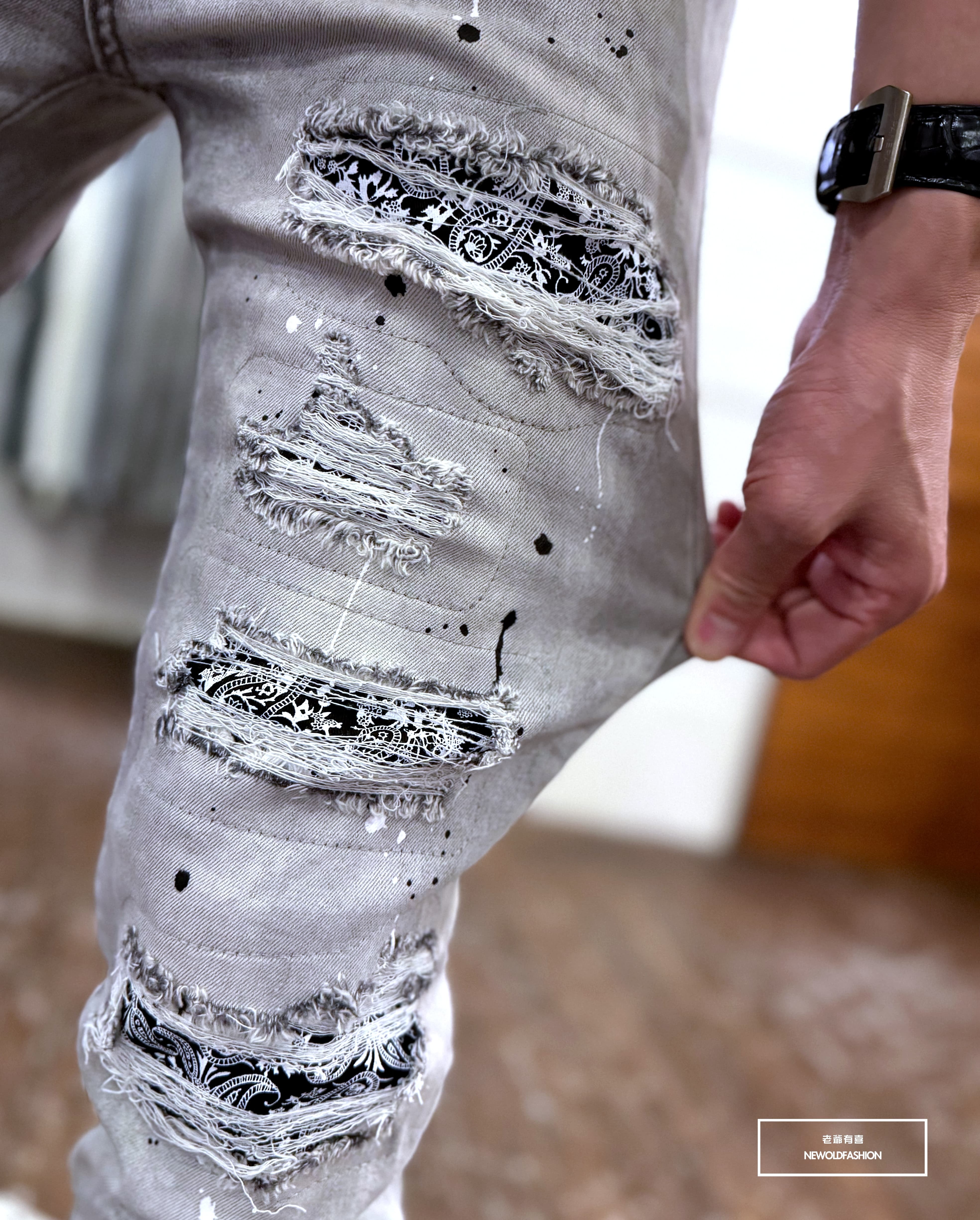 『新品上市』重磅變形蟲潑漆補丁小直筒(NOF24075996)