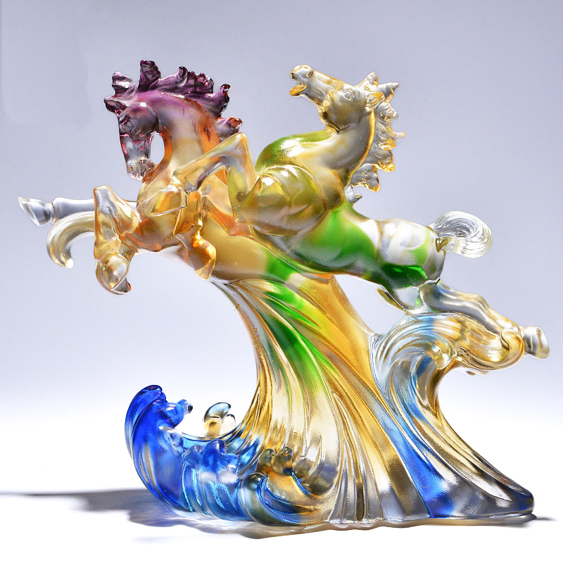 琉璃馬擺件｜並駕齊驅共創未來 商務開業送禮首選