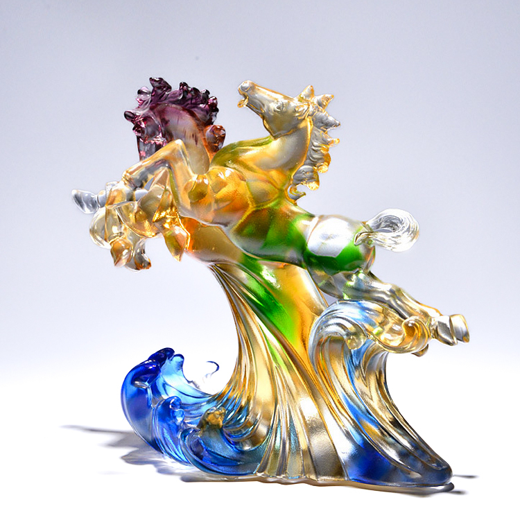 鹿港窯禮品館│和諧共贏 並駕齊驅 琉璃馬擺件 商務禮品 馬到成功 送客戶 送合作夥伴