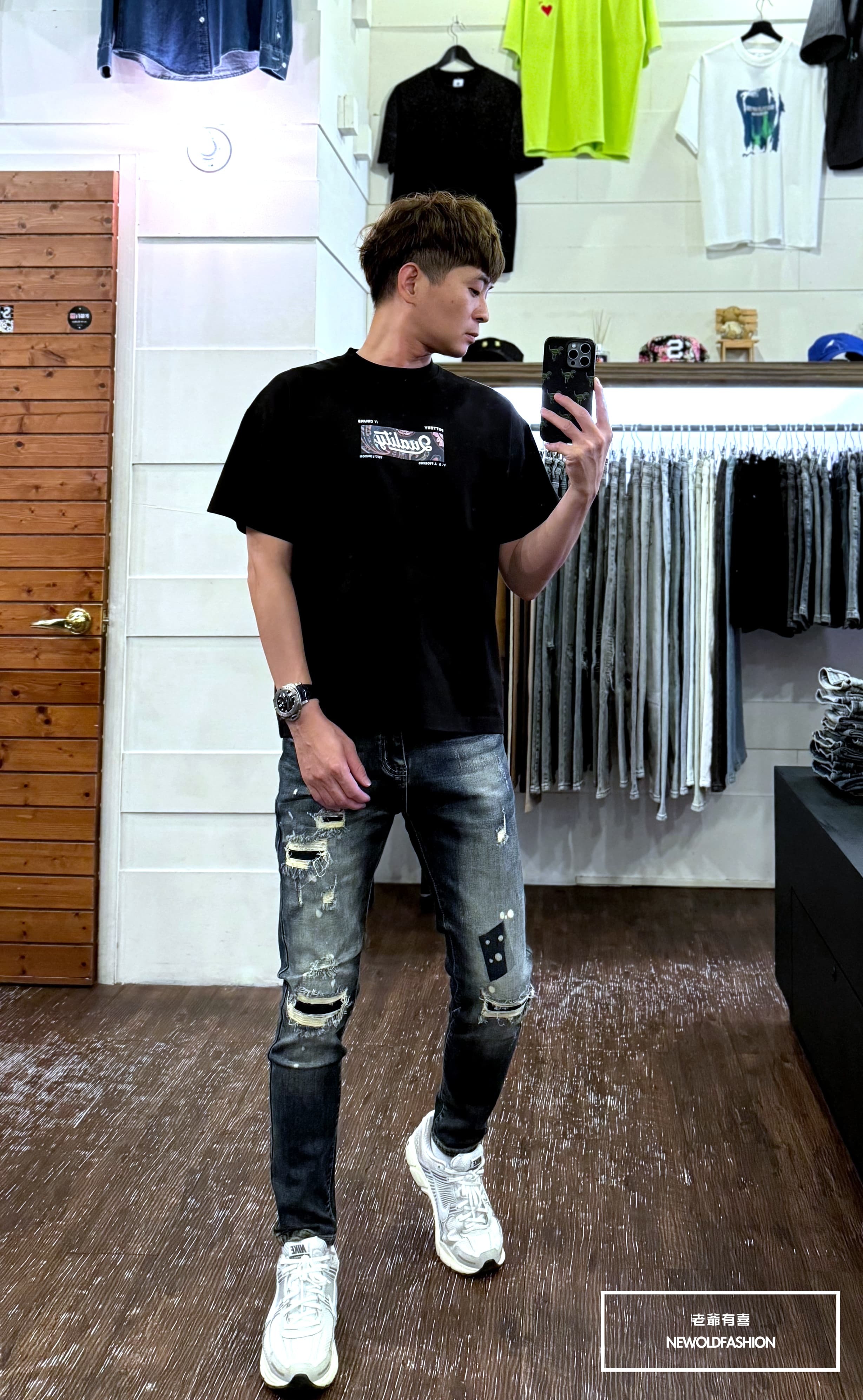 『新品上市』重磅藍印仿舊潑墨補丁小直筒(NOF24075933)