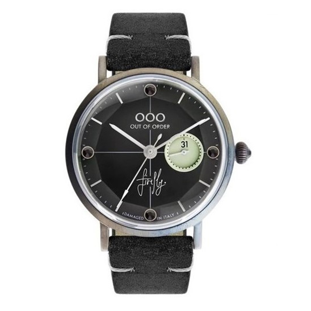 【OUT OF ORDER】螢火蟲系列 質感皮革 夜光腕錶 (附質感雷雕刻字木盒)
