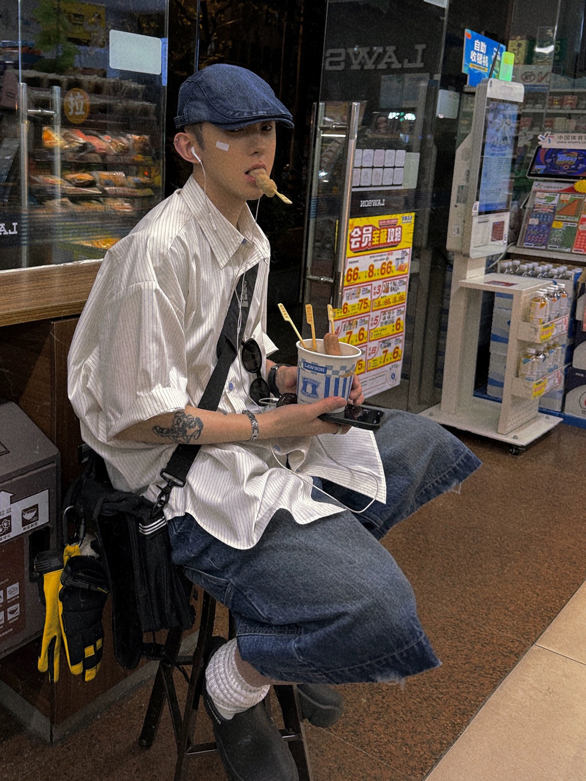 Aurocean 撞色鬆弛感刺繡短袖襯衫