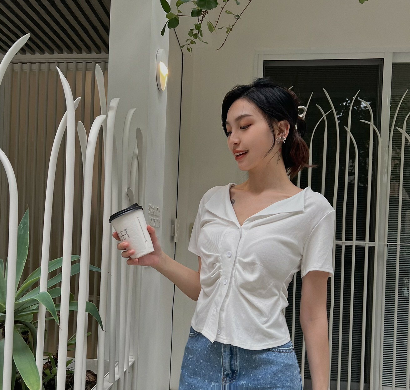 翻領排釦彈棉上衣/三色