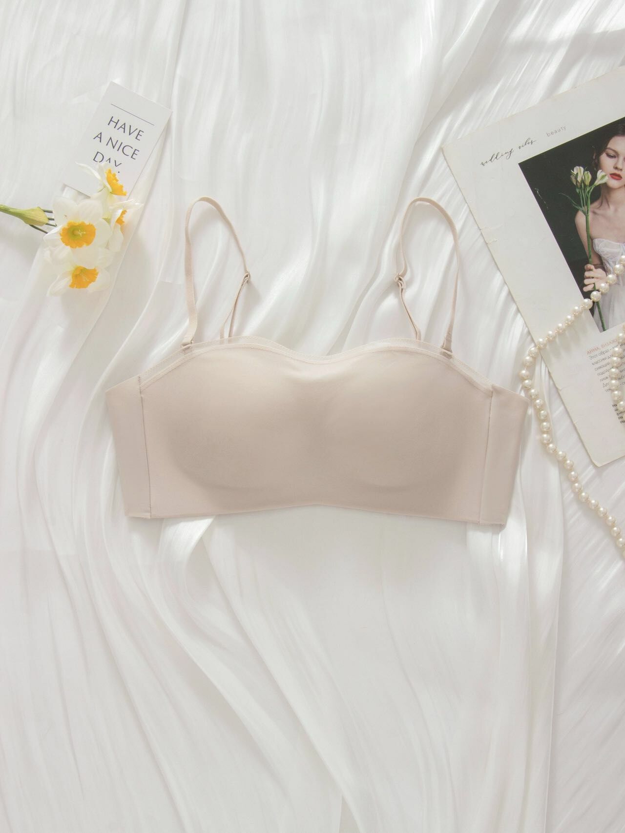 Dreamy 蠶絲養護可拆式肩帶抹胸內衣-膚色 (4色)