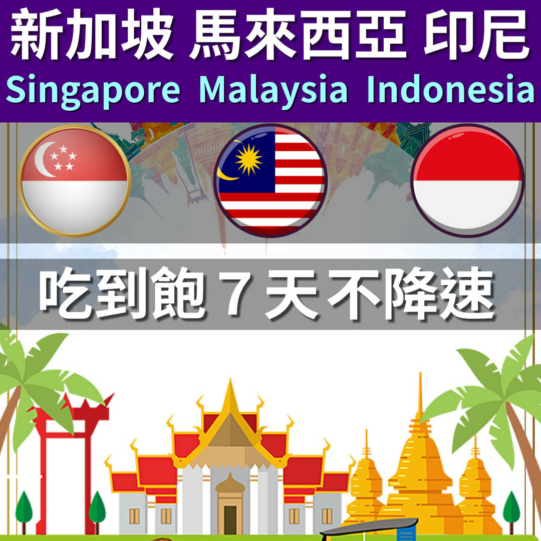 新加坡 馬來西亞 印尼 旅遊卡７天吃到飽
