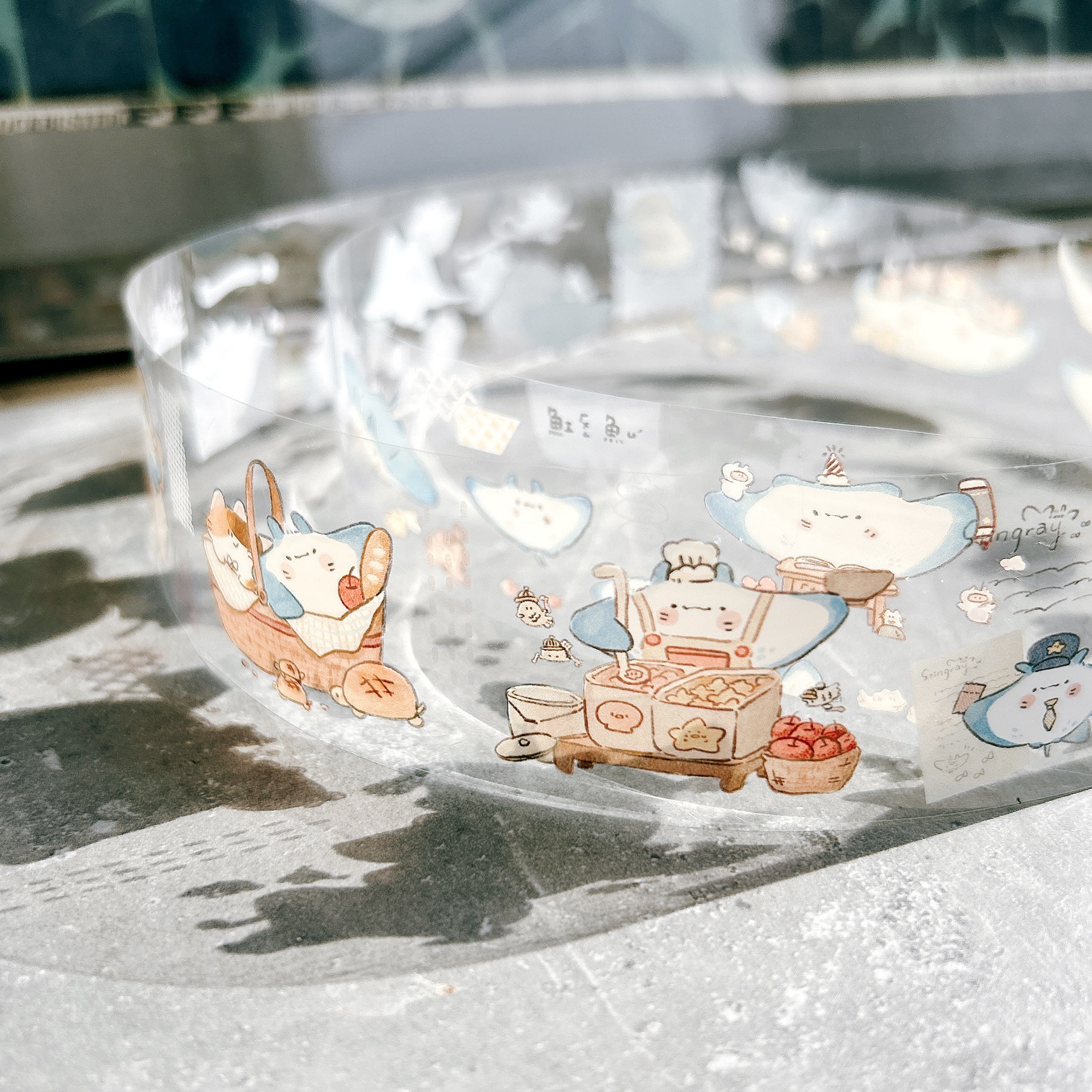 魚餅一隻熊｜魟魚日記 亮面 PET膠帶