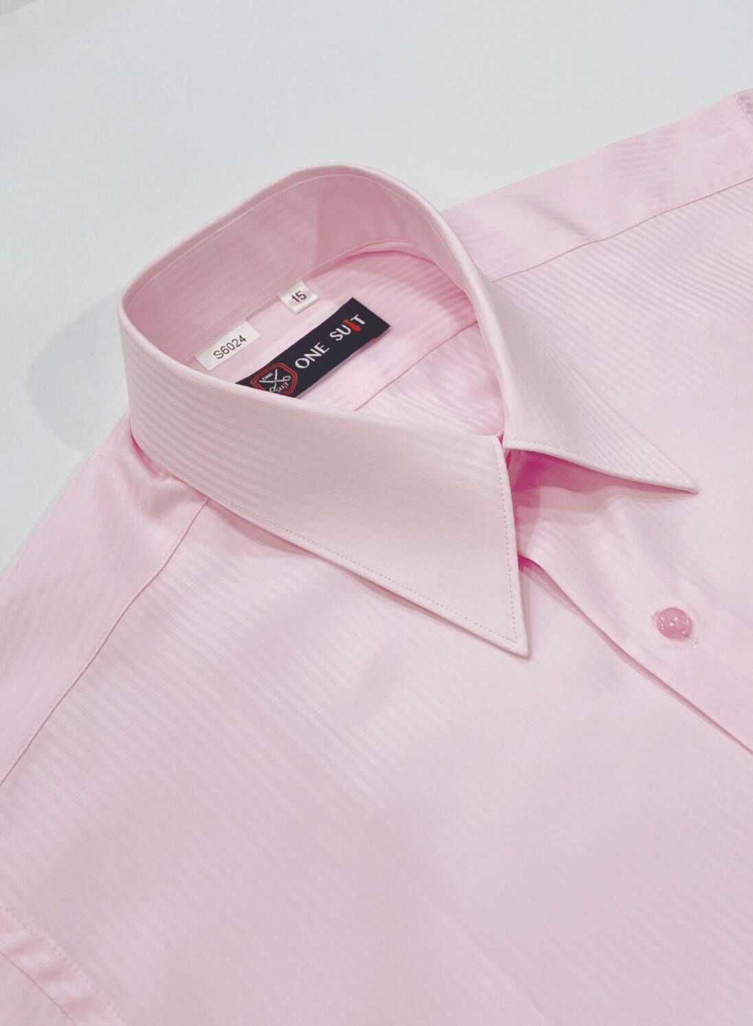 粉色直條紋大尺碼男短袖襯衫02