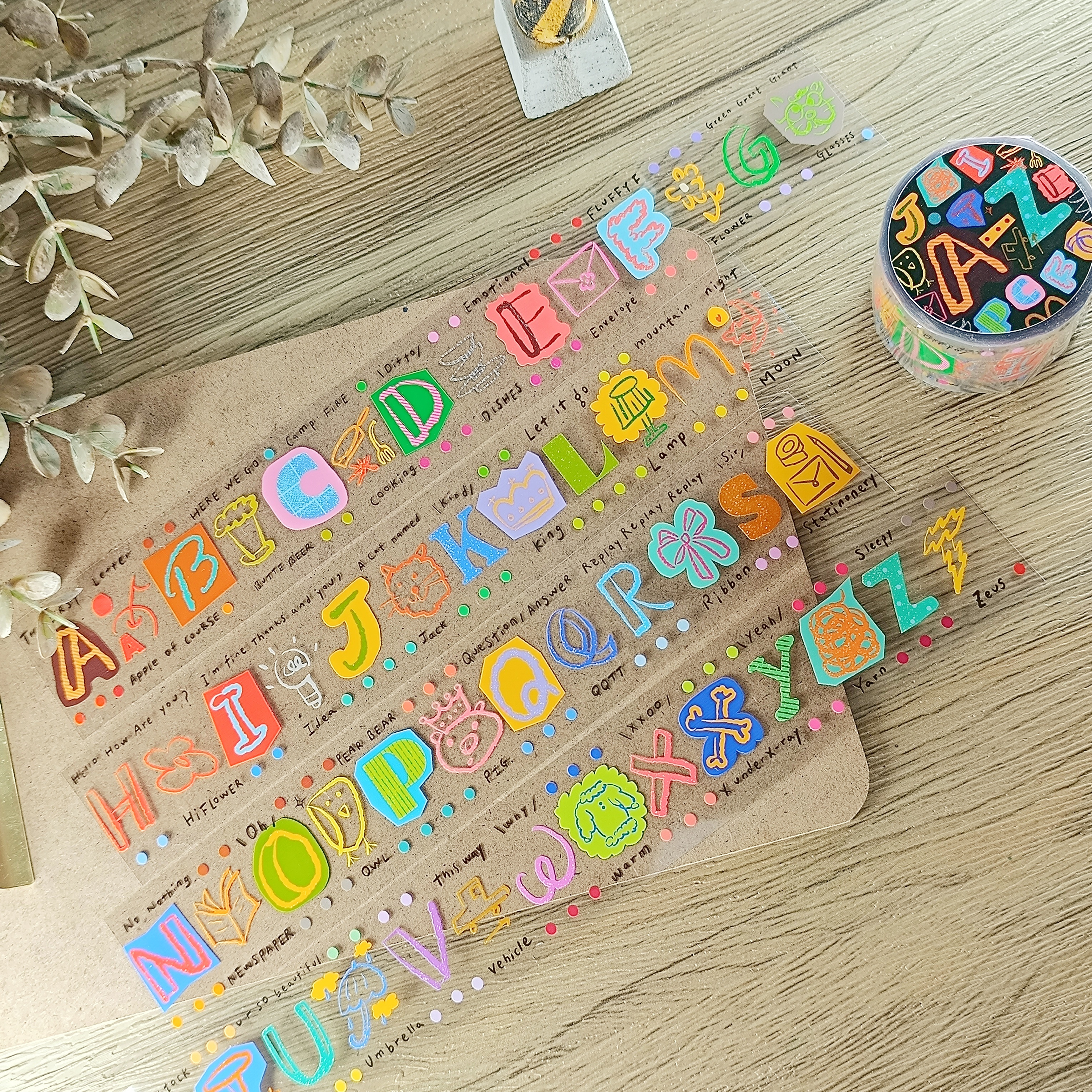 A Kind of cafe什物．THE A to Z 3.5cm亮面PET膠帶 <整捲/分裝>