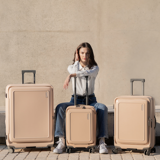 URBANITE|3in1 (34L/72L/118L) Expandable 4 wheels TSA Lock Top Flip Suitcase - Nude