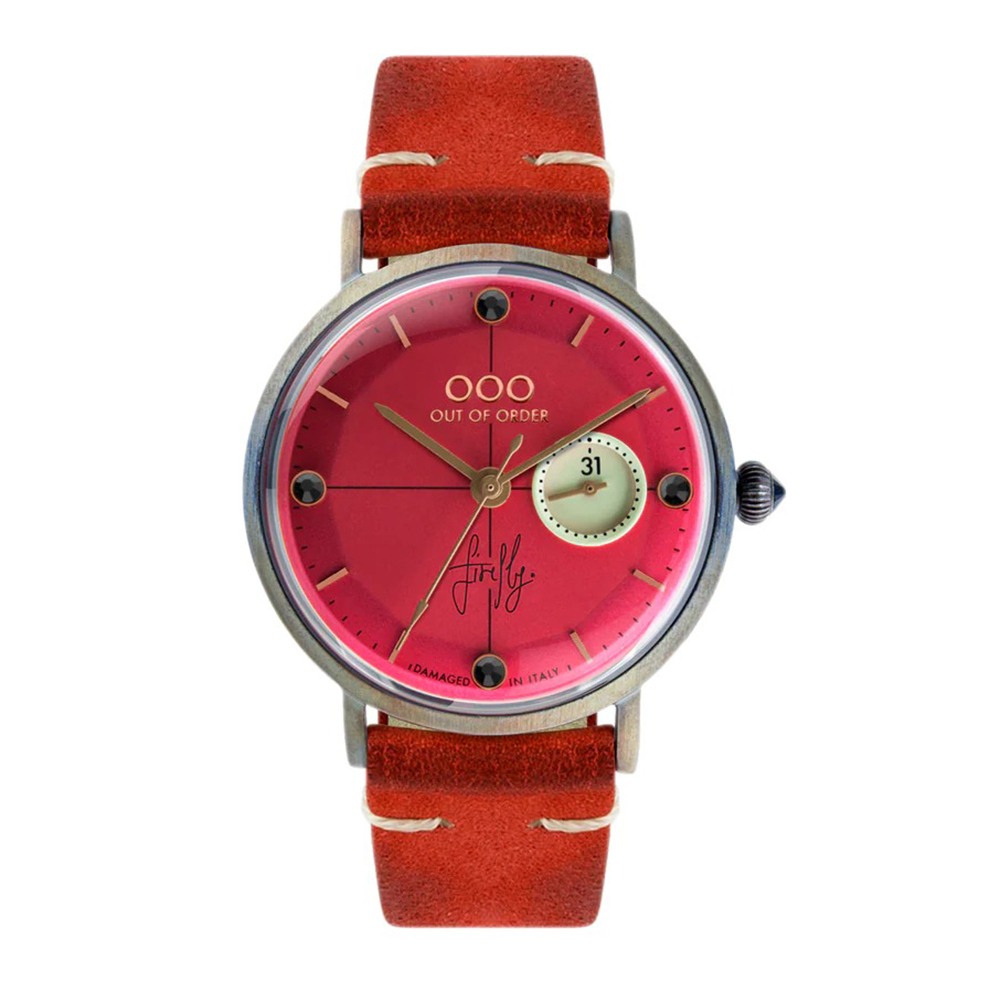 【OUT OF ORDER】螢火蟲系列 質感皮革 夜光腕錶 (附質感雷雕刻字木盒)