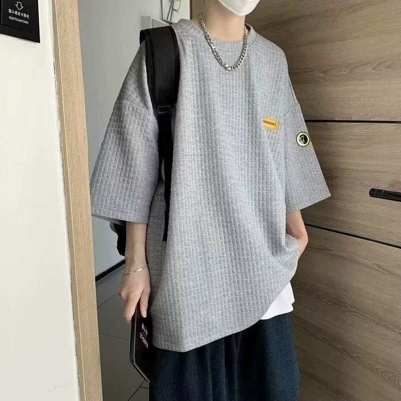 華夫格寬鬆五分袖T恤