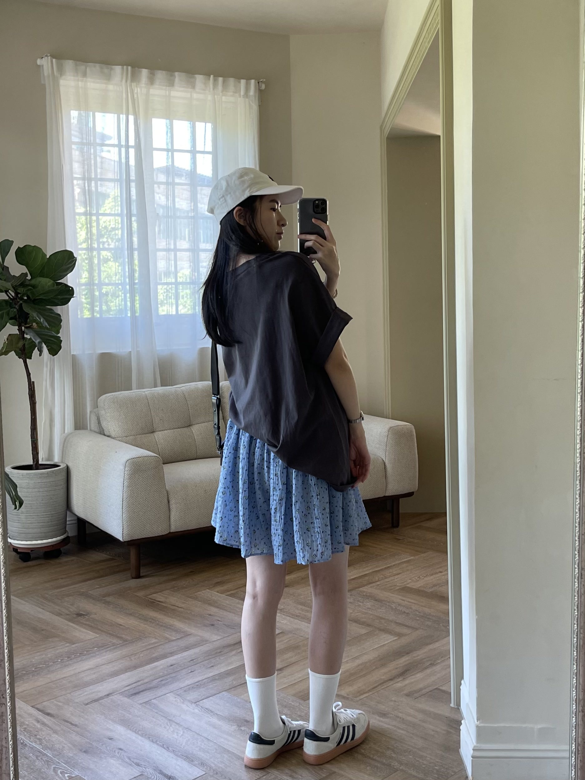 腰抽繩碎花褲裙