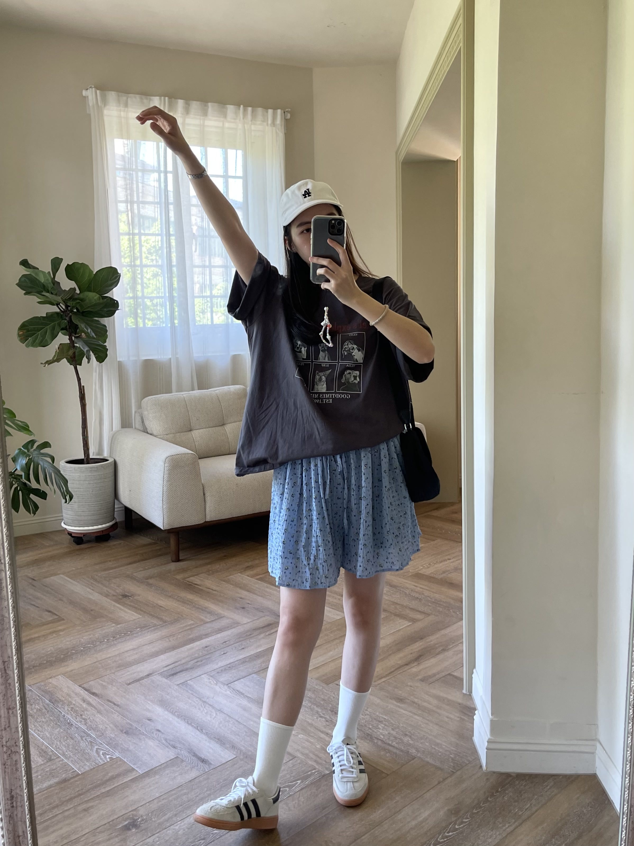 腰抽繩碎花褲裙