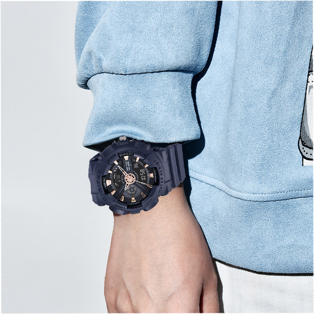 【DIGITEC 數碼科技 】MDA-3020T 多功能 穿搭 潮流款 防水 雙顯 電子 手錶