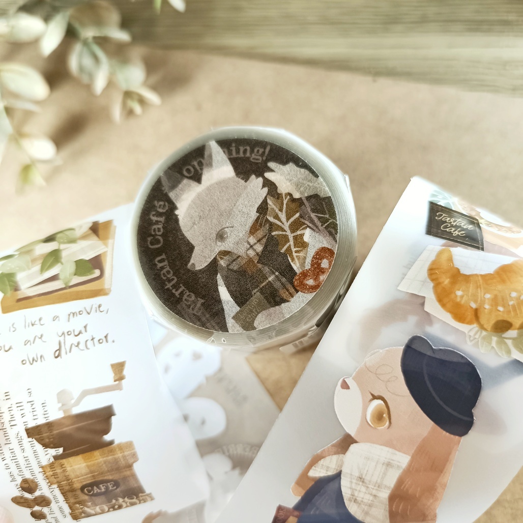 wwiinngg．格子咖啡營業中 4.5cm霧面PET膠帶 <整捲/分裝>