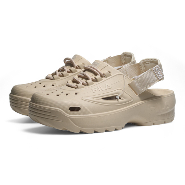 FILA 涼拖鞋 水鞋 卡其 防水 可拆式 洞洞鞋 女 4S348Y173