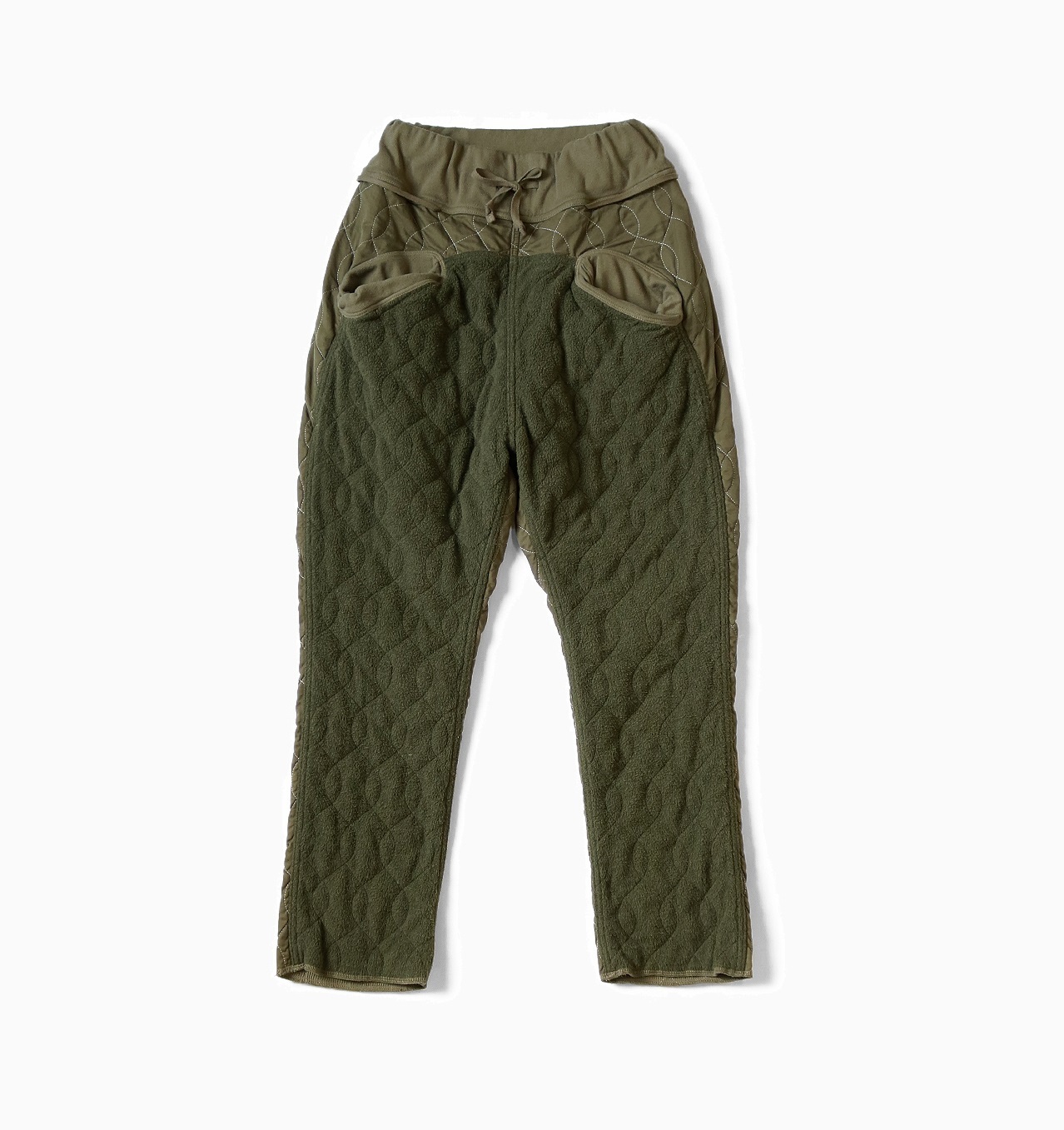 KAPITAL FLEECE x WAFFLE QUILTED SAROUEL NOUVELLE PANTS - OLIVE PRE ORDER ITEM (預訂中)