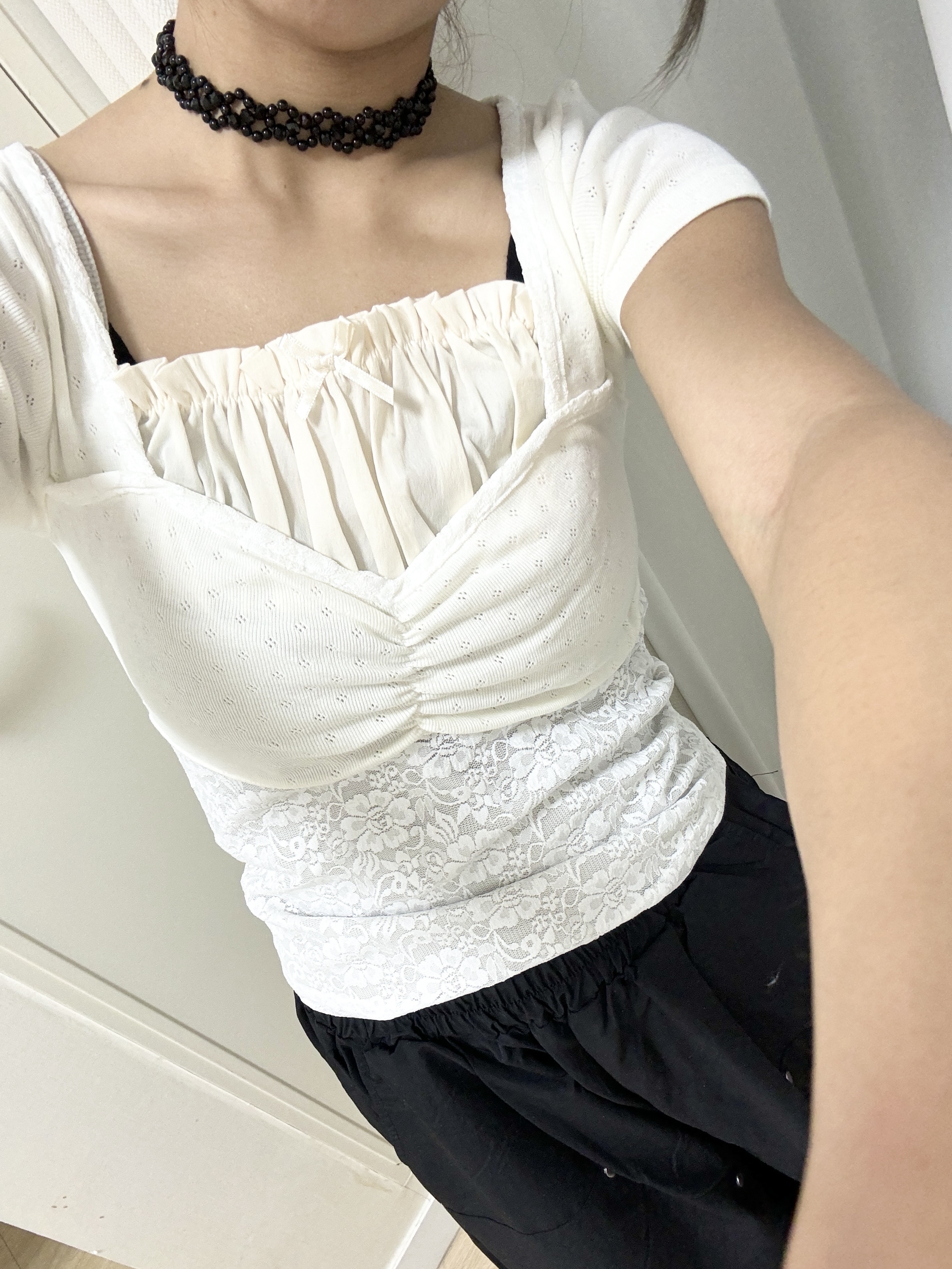 方領lace Top