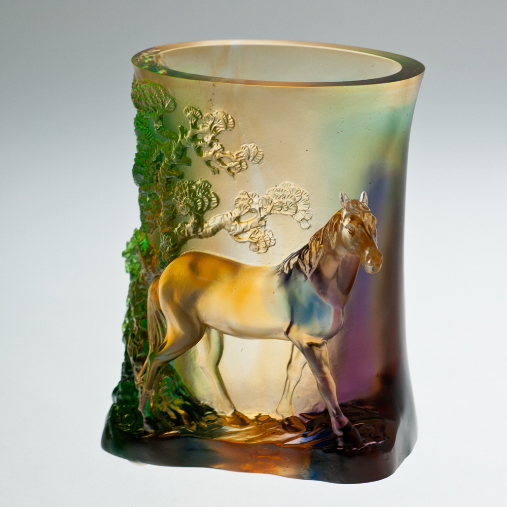 琉璃馬筆筒擺飾｜意氣風發 書房辦公室開運裝飾首選