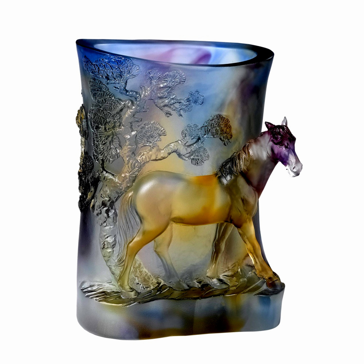 鹿港窯禮品館│居家開運琉璃馬 擺飾 筆筒 意氣風發  書房 辦公室桌面 裝飾