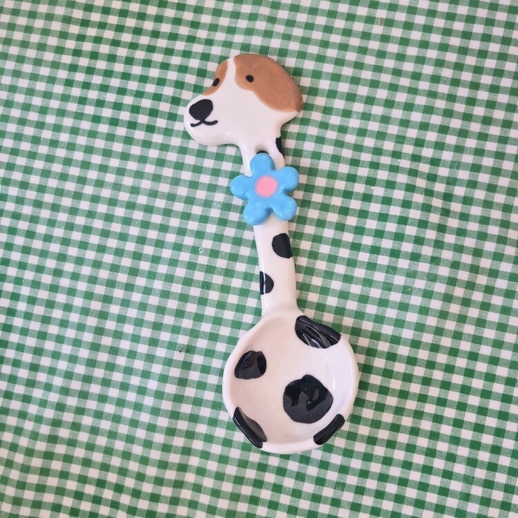 韓國藝術家 手作陶瓷湯匙 狗狗乳牛