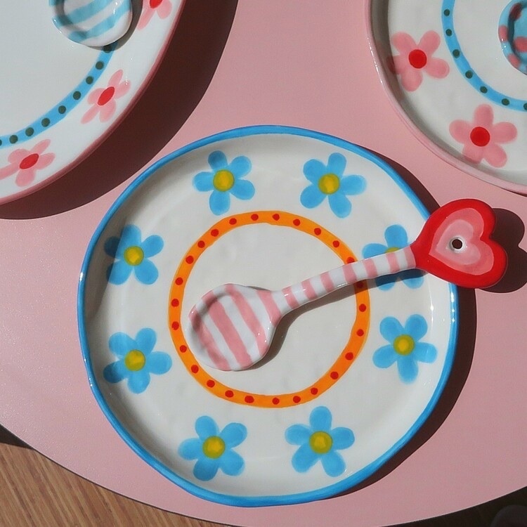 韓國藝術家 手作陶瓷湯匙 愛心系列