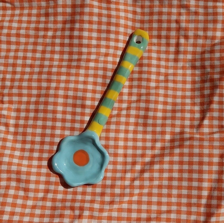 韓國藝術家 手作陶瓷湯匙 花花系列