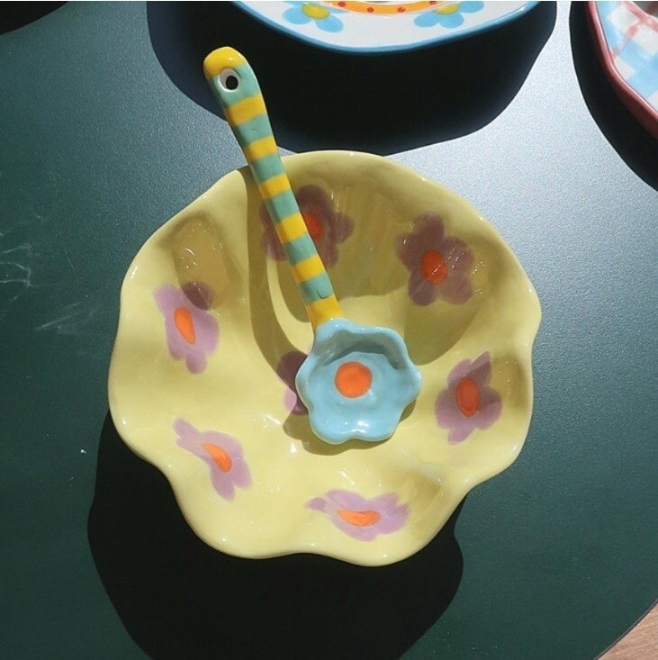 韓國藝術家 手作陶瓷湯匙 花花系列