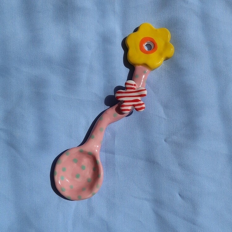 韓國藝術家 手作陶瓷湯匙 花花系列