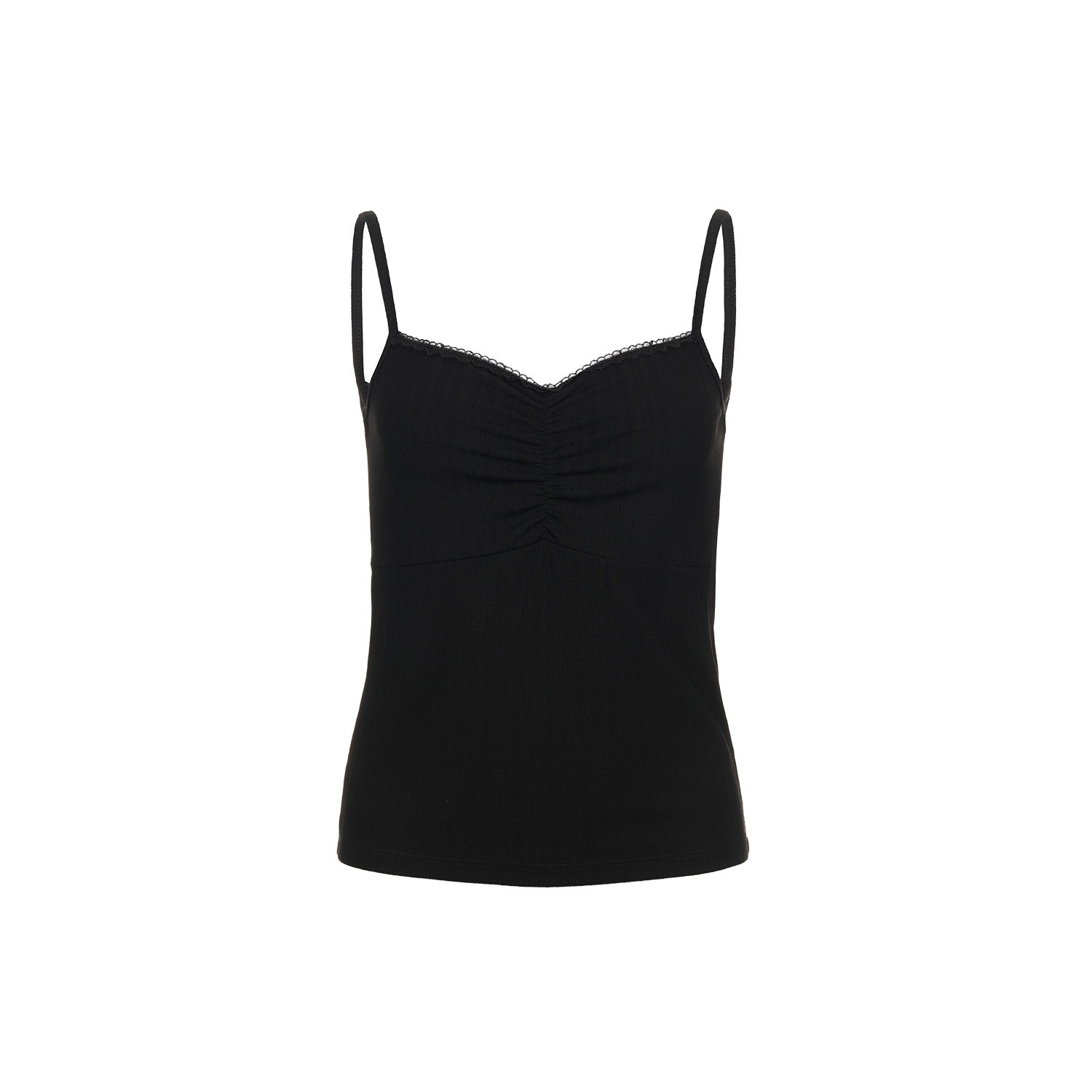 [GENERAL IDEA] HEART LACE SHIRRED SLEEVELESS