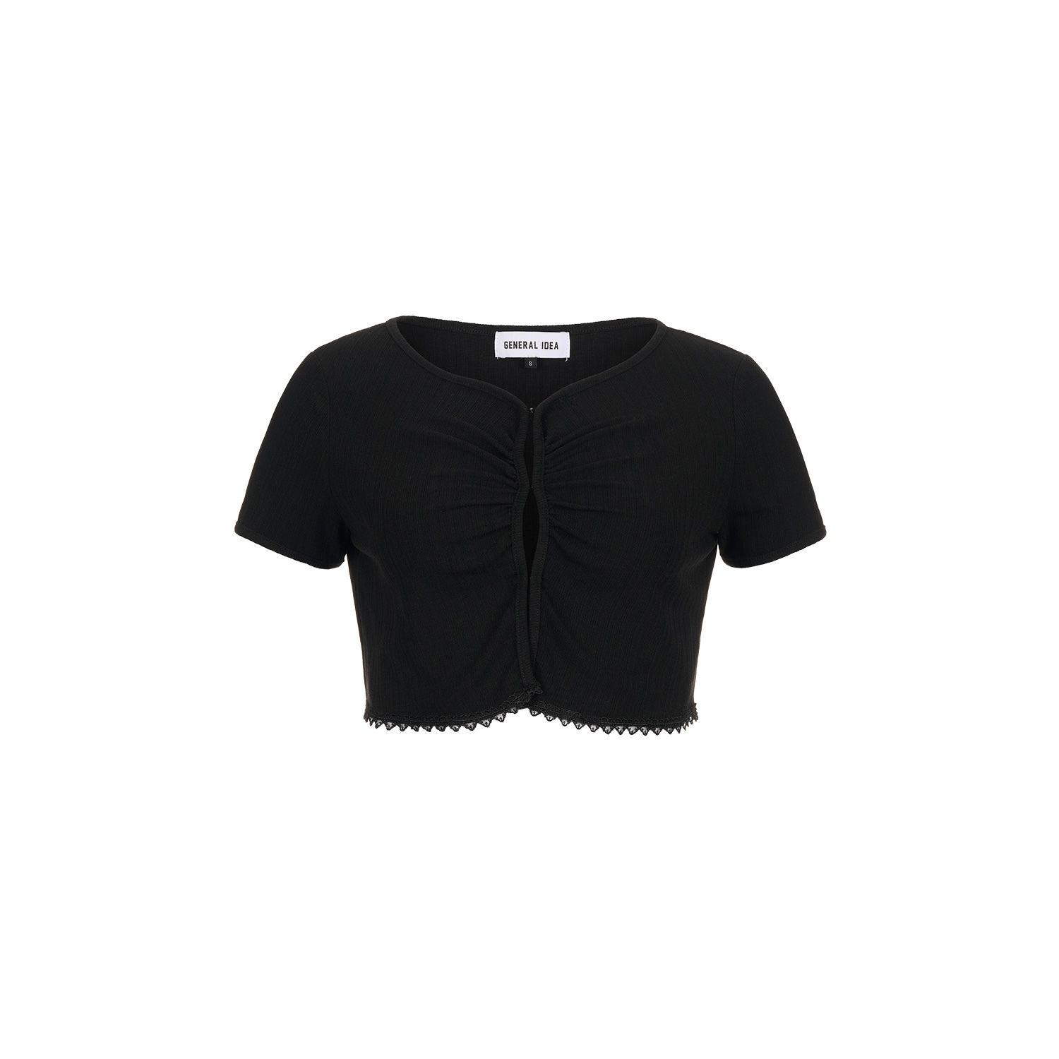 [GENERAL IDEA] HEART LACE SHIRRED CARDIGAN