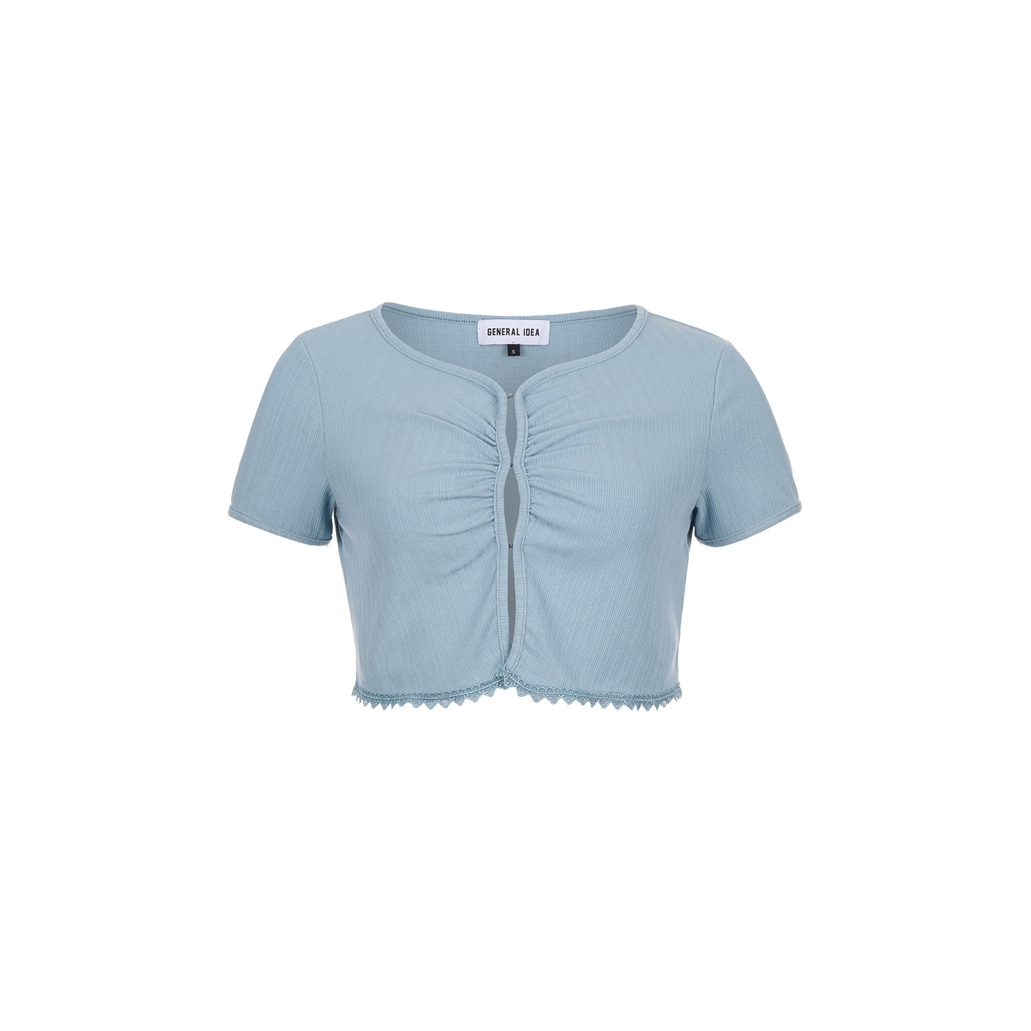 [GENERAL IDEA] HEART LACE SHIRRED CARDIGAN