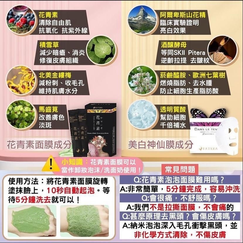 🔥Fatera 花青素面膜(10包)