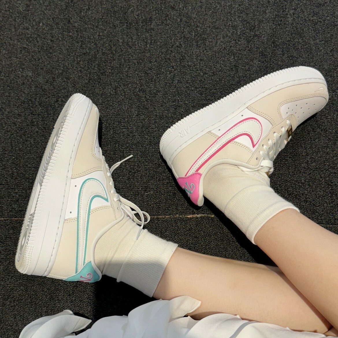 Nike Air Force 1'07 LX 粉綠鴛鴦 白棕粉 薄荷綠 巴黎奧運 女鞋 HM3694-011
