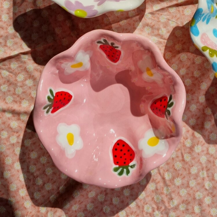 韓國藝術家 手作陶瓷波浪優格碗