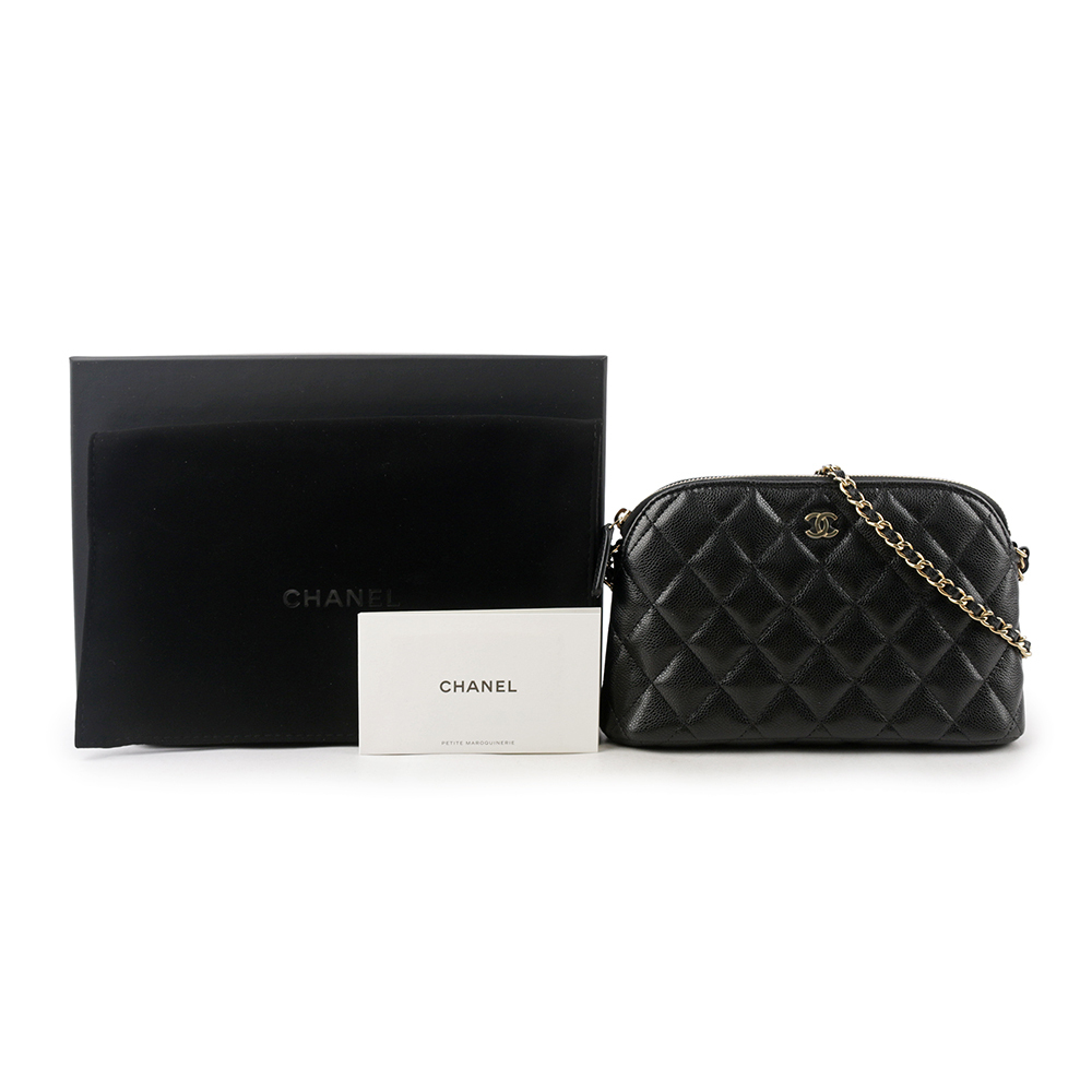 【CHANEL 】金色CC Logo 粒紋牛皮貝殼包/鍊包(黑色) AP4016 B10583 C3906