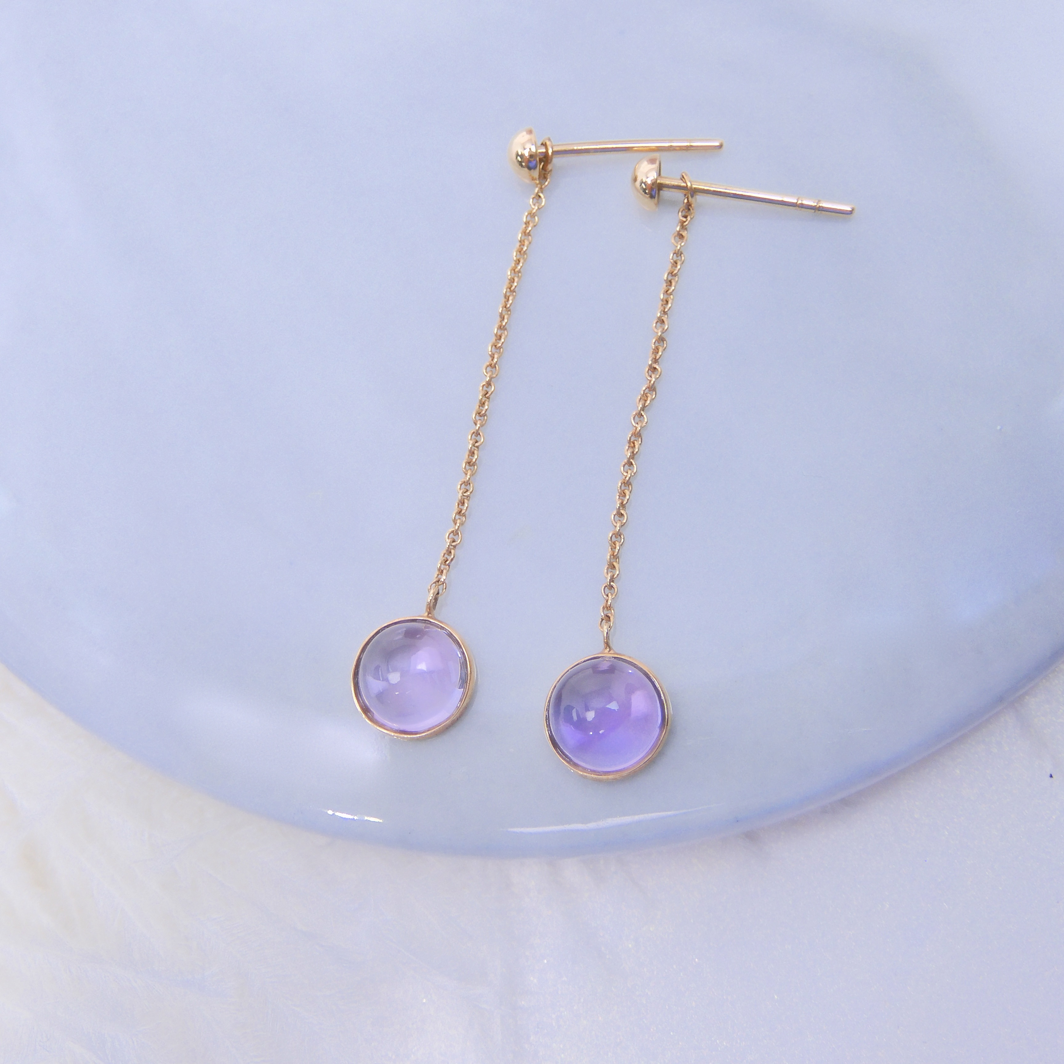 18K金 2.1ct 紫水晶耳釘