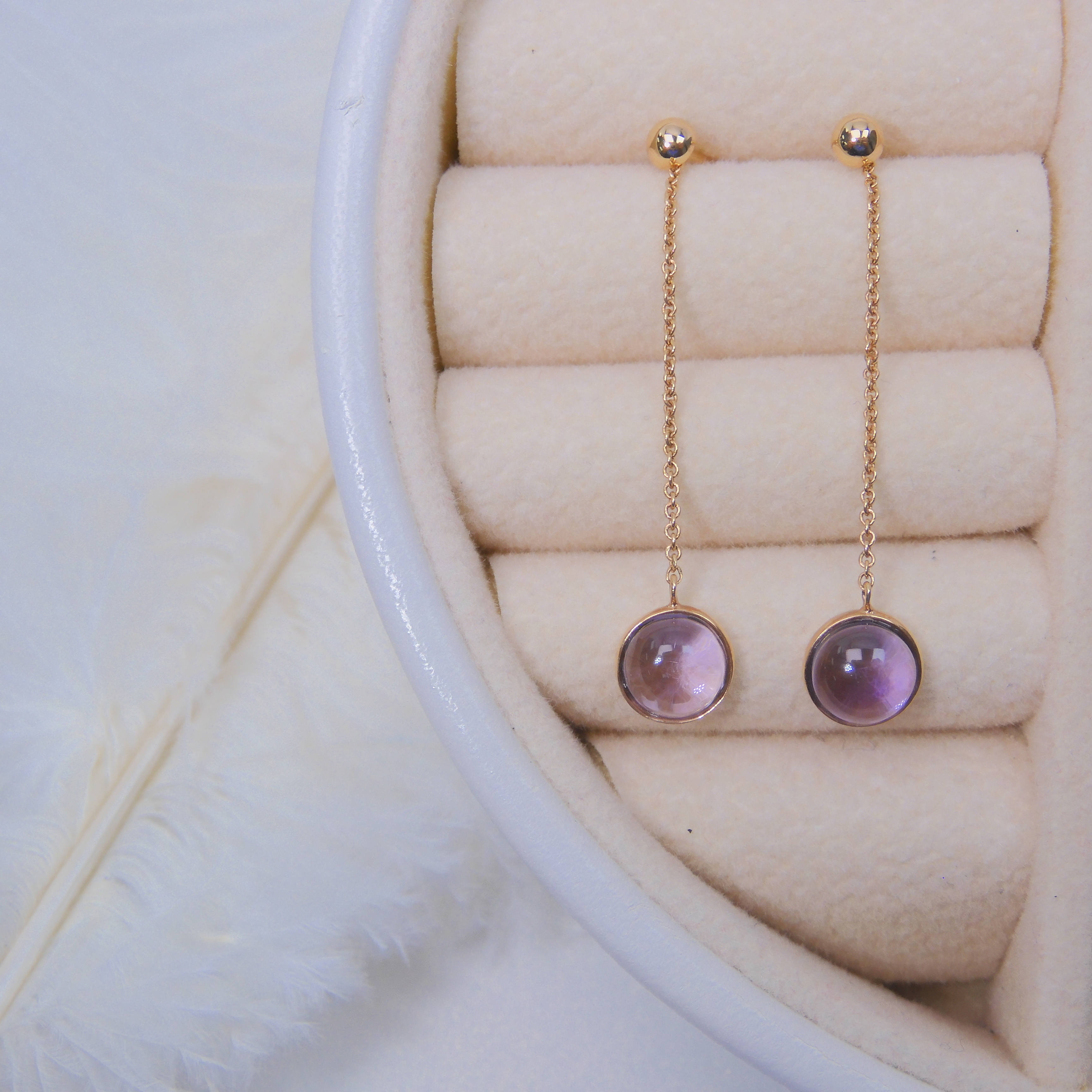 18K金 2.1ct 紫水晶耳釘