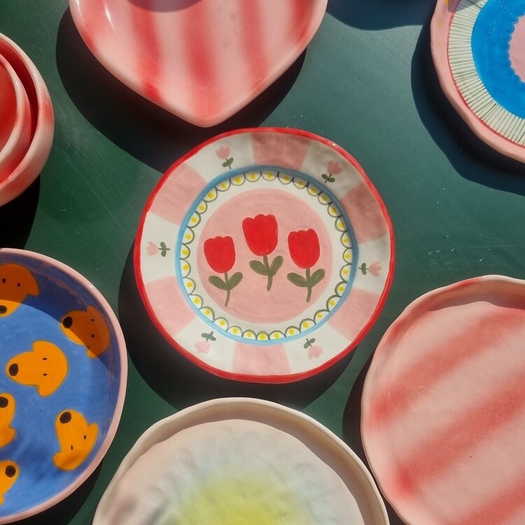 韓國藝術家 手作陶瓷圓盤 小款