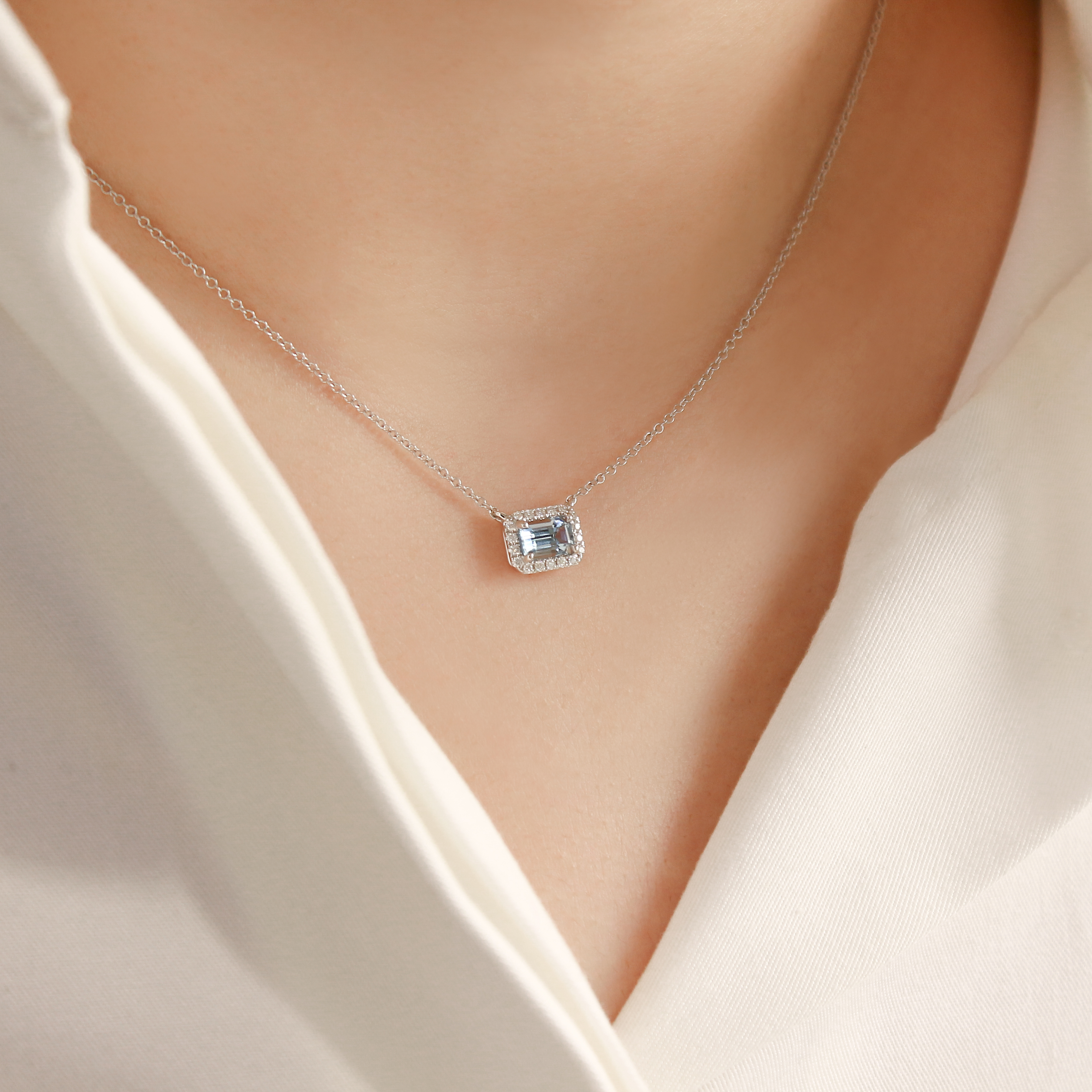 【現貨】18K海水藍寶鑽石項鍊