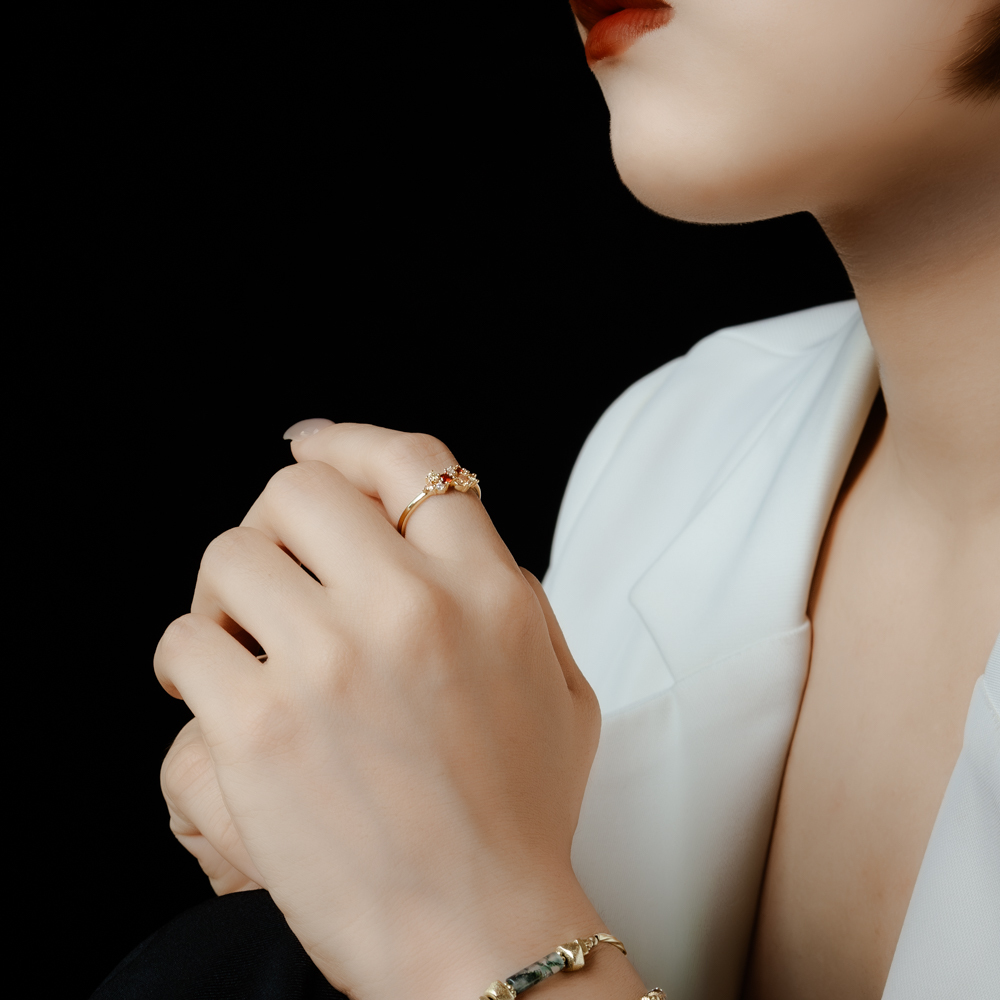 赤紅國度｜銅鍍厚18k金戒指 R0014