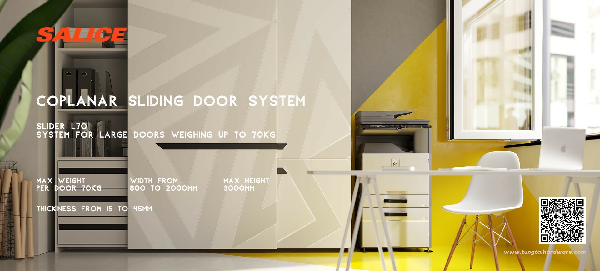 Salice Slider L70 雙門重型 油壓緩衝 衣櫃平趟門 (巴士門)