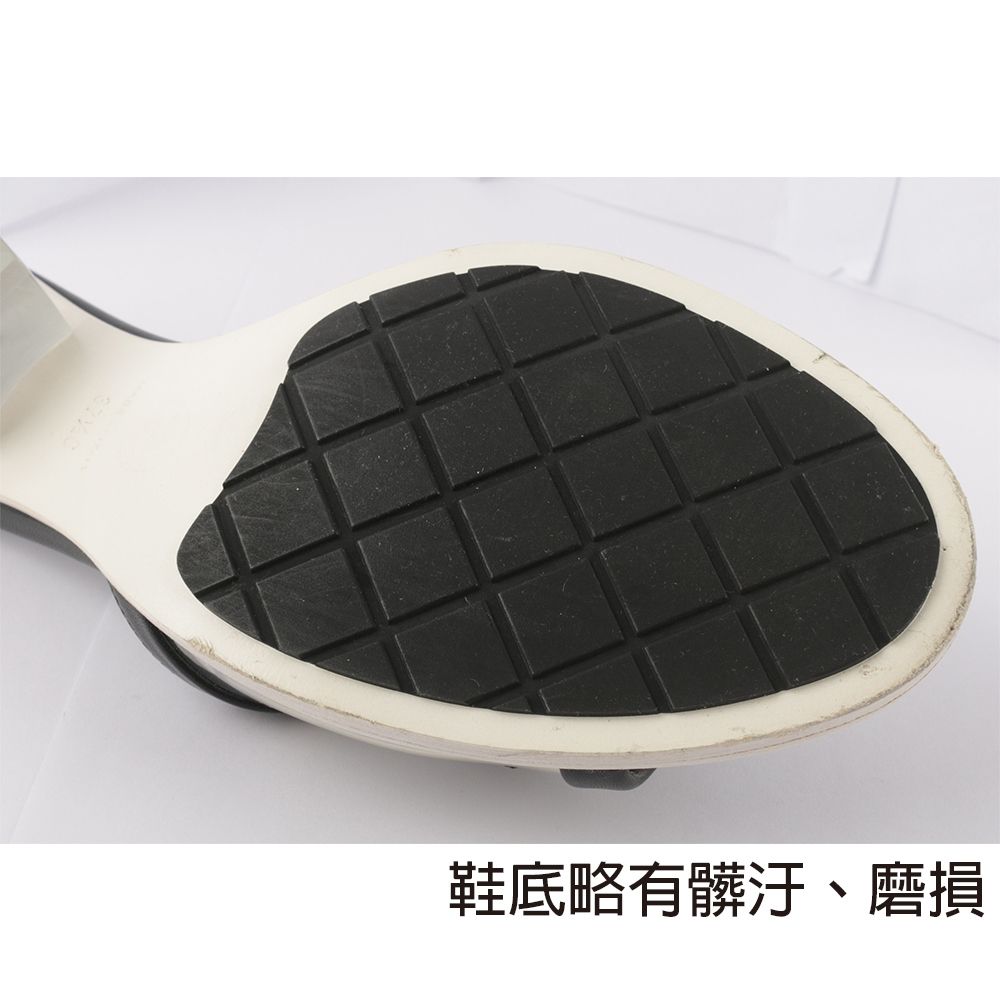 【CHANEL】小羊皮Logo 透明果凍低跟涼鞋/穆勒鞋(黑色) 37.5 CH51040017