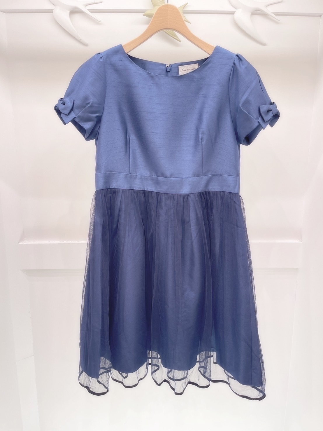 袖蝴蝶結紗裙洋裝