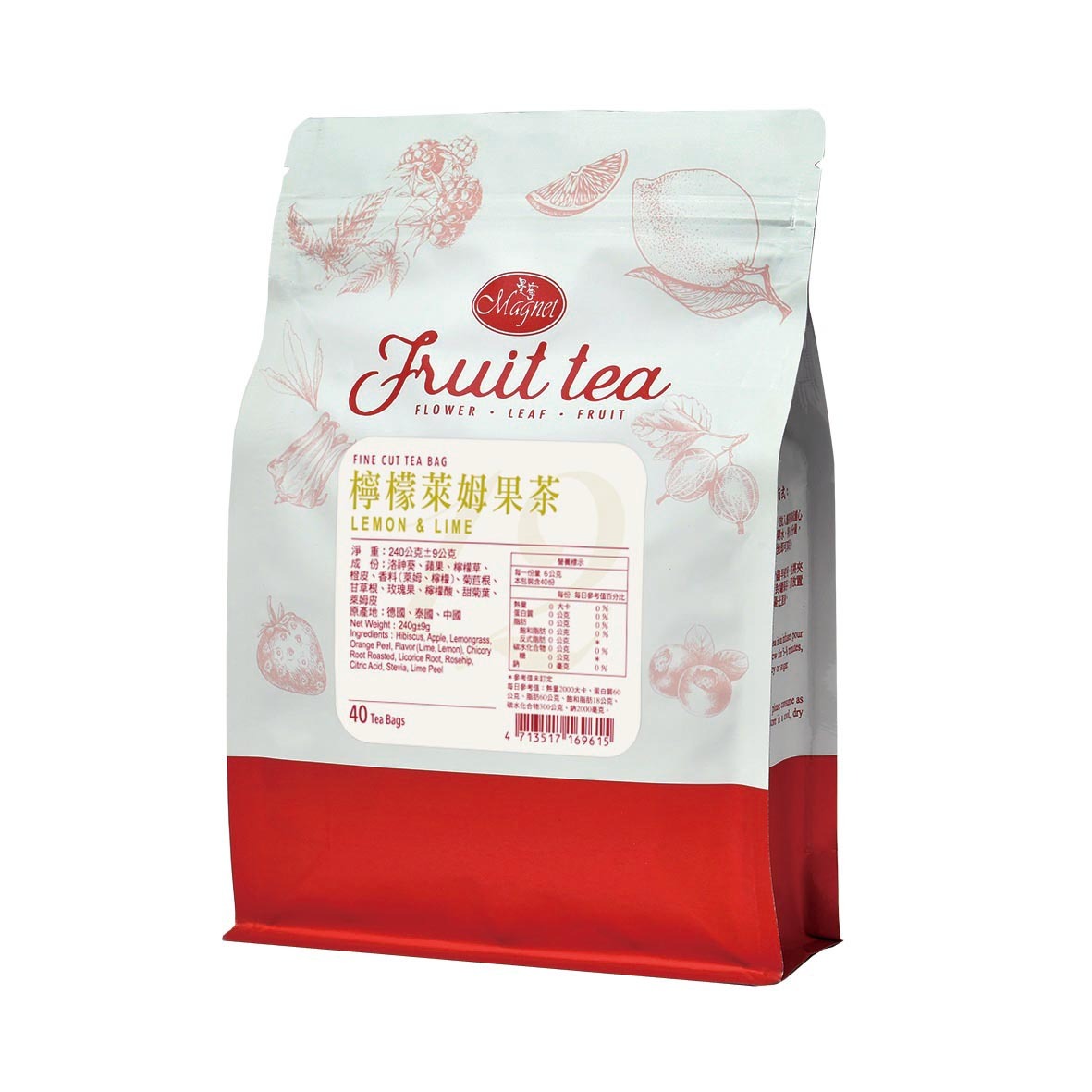 檸檬萊姆果茶 40入/袋｜Caffeine-Free 無咖啡因果茶