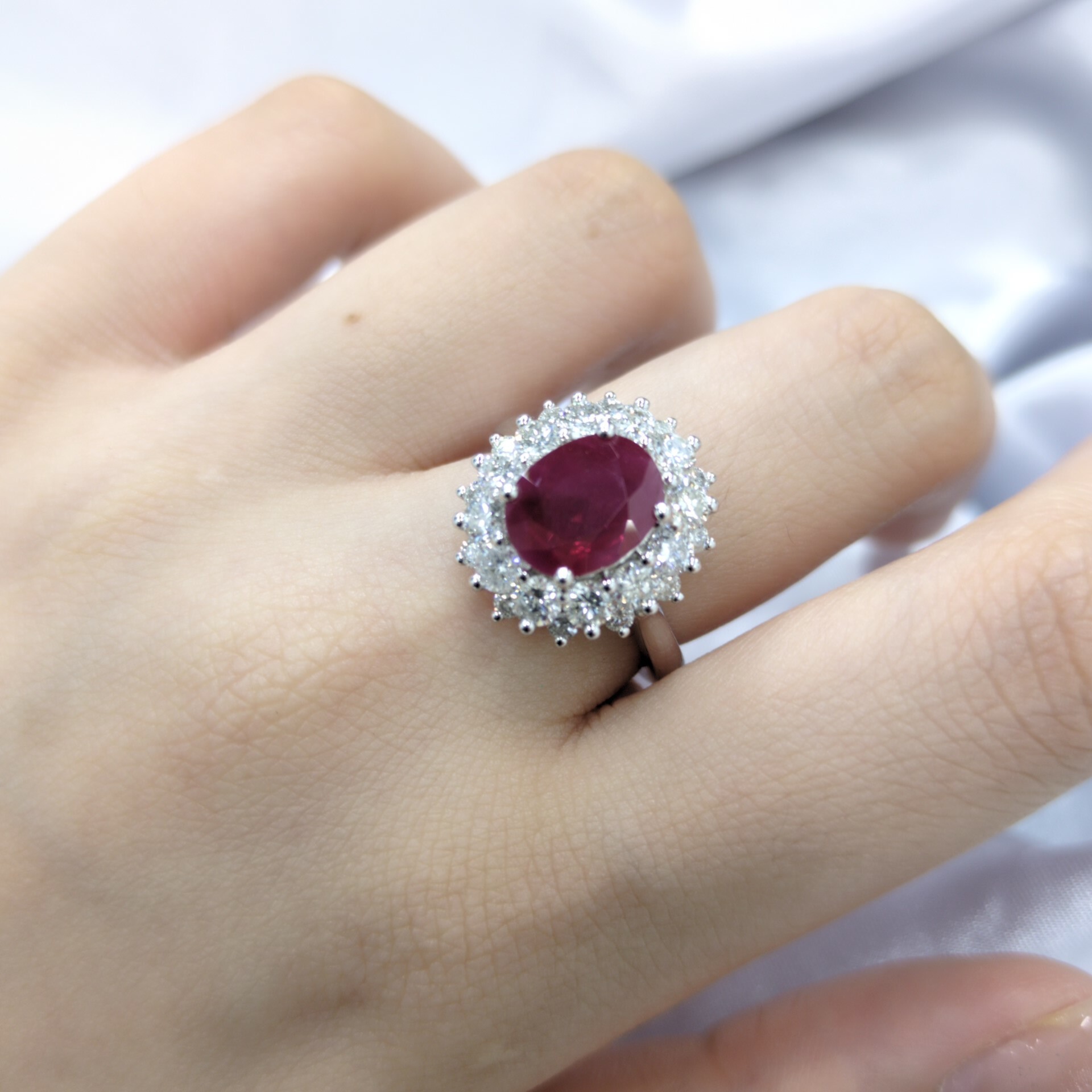 18K White Gold 2.40ct Ruby and Diamond Ring