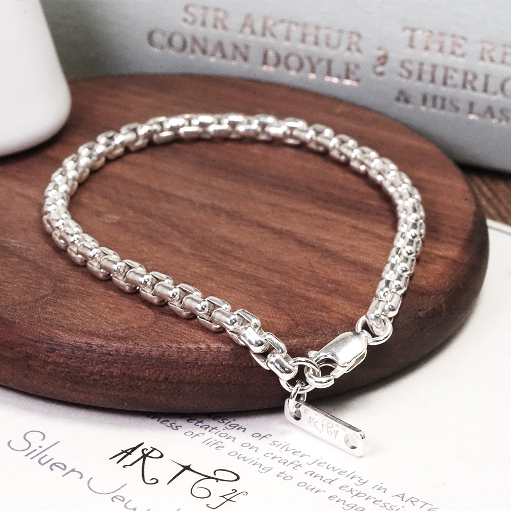 寬版威尼斯手鍊 圓潤版 925純銀手鍊 男生手鍊 女生手鍊