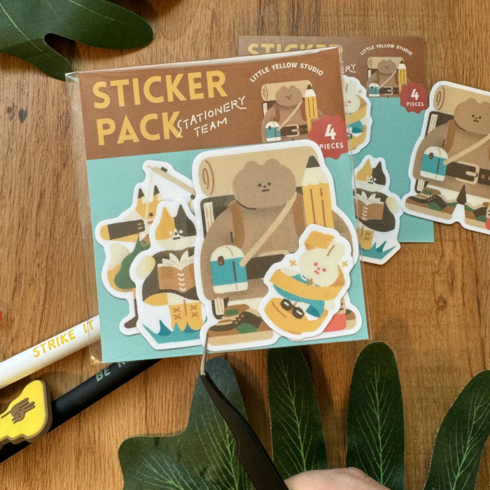 小黃間｜防水貼紙包｜文具探險隊4入